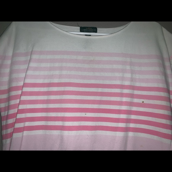 Ralph Lauren pink & white striped tee *small stains - Picture 3 of 3